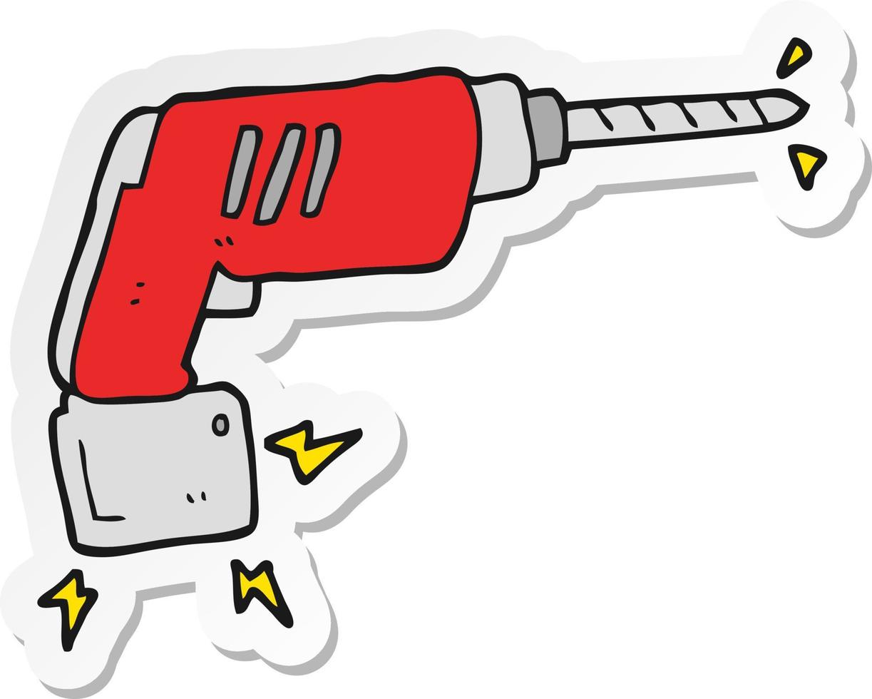 pegatina de un taladro eléctrico de cartón vector