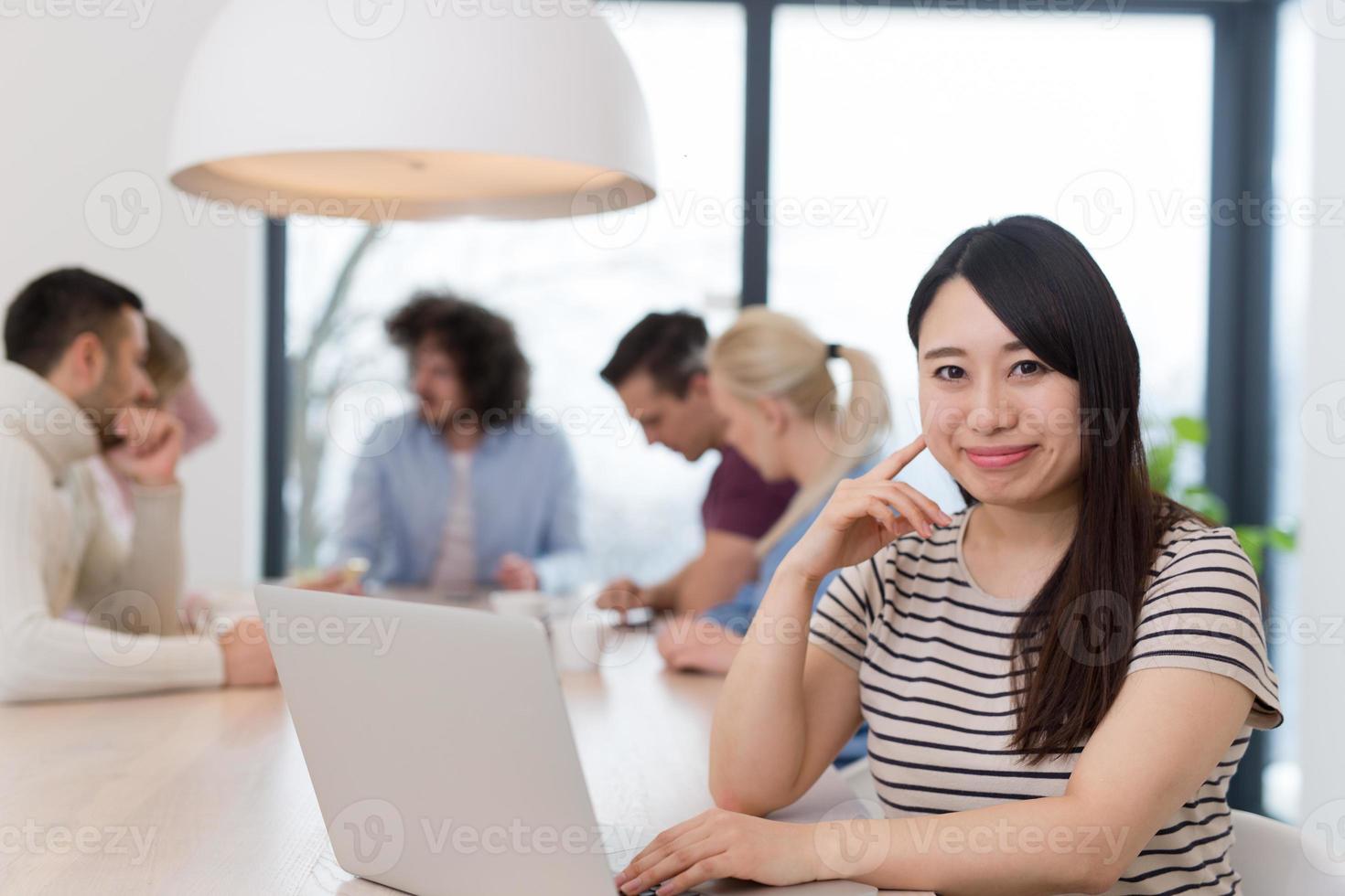 Startup Business Team At A Meeting at modern office building photo