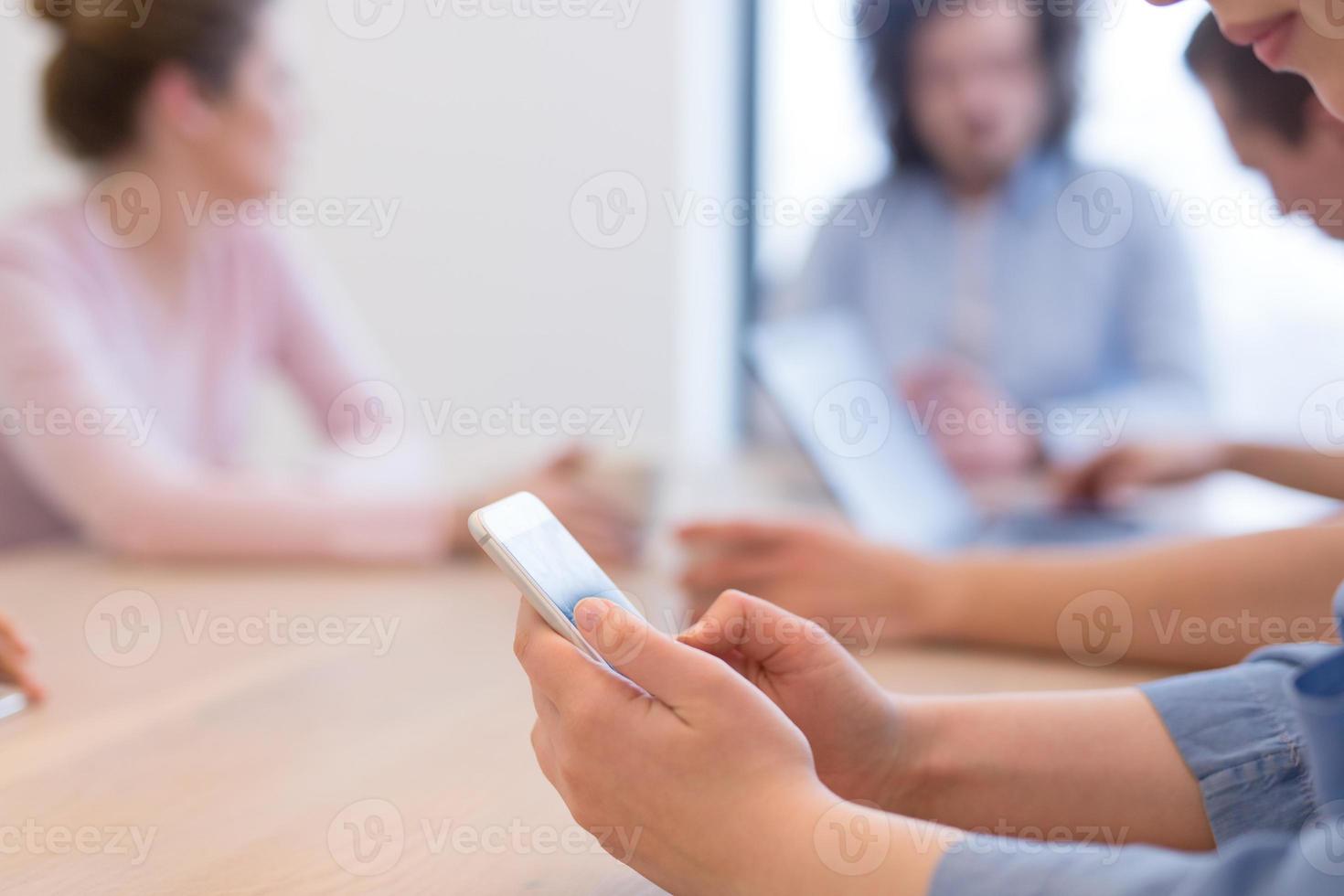 Startup Business Team At A Meeting at modern office building photo