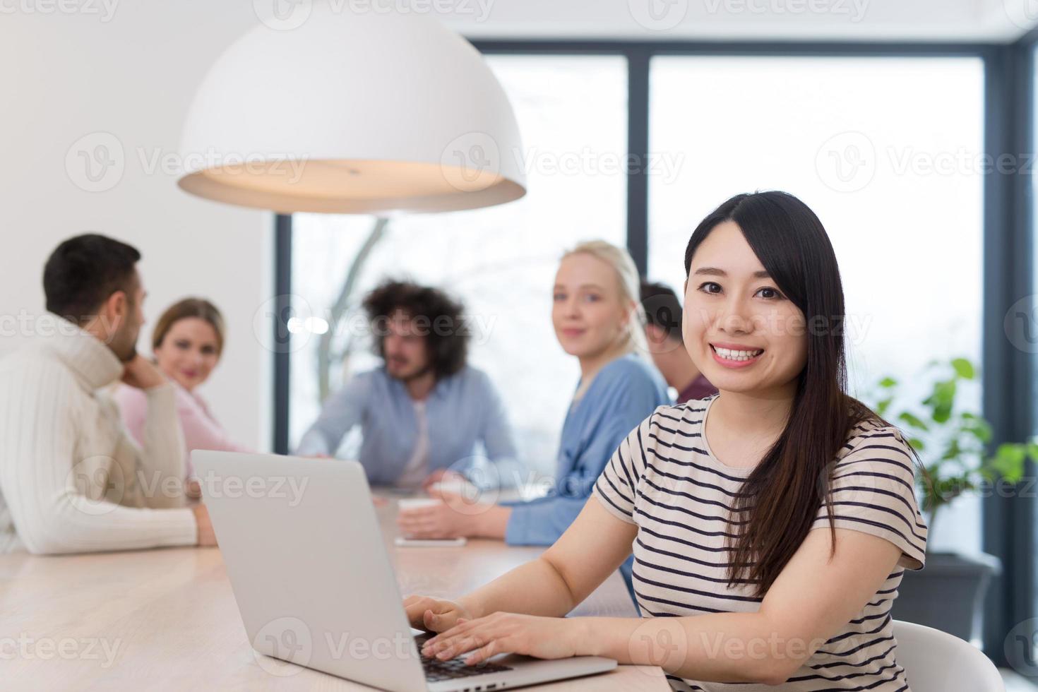 Startup Business Team At A Meeting at modern office building photo