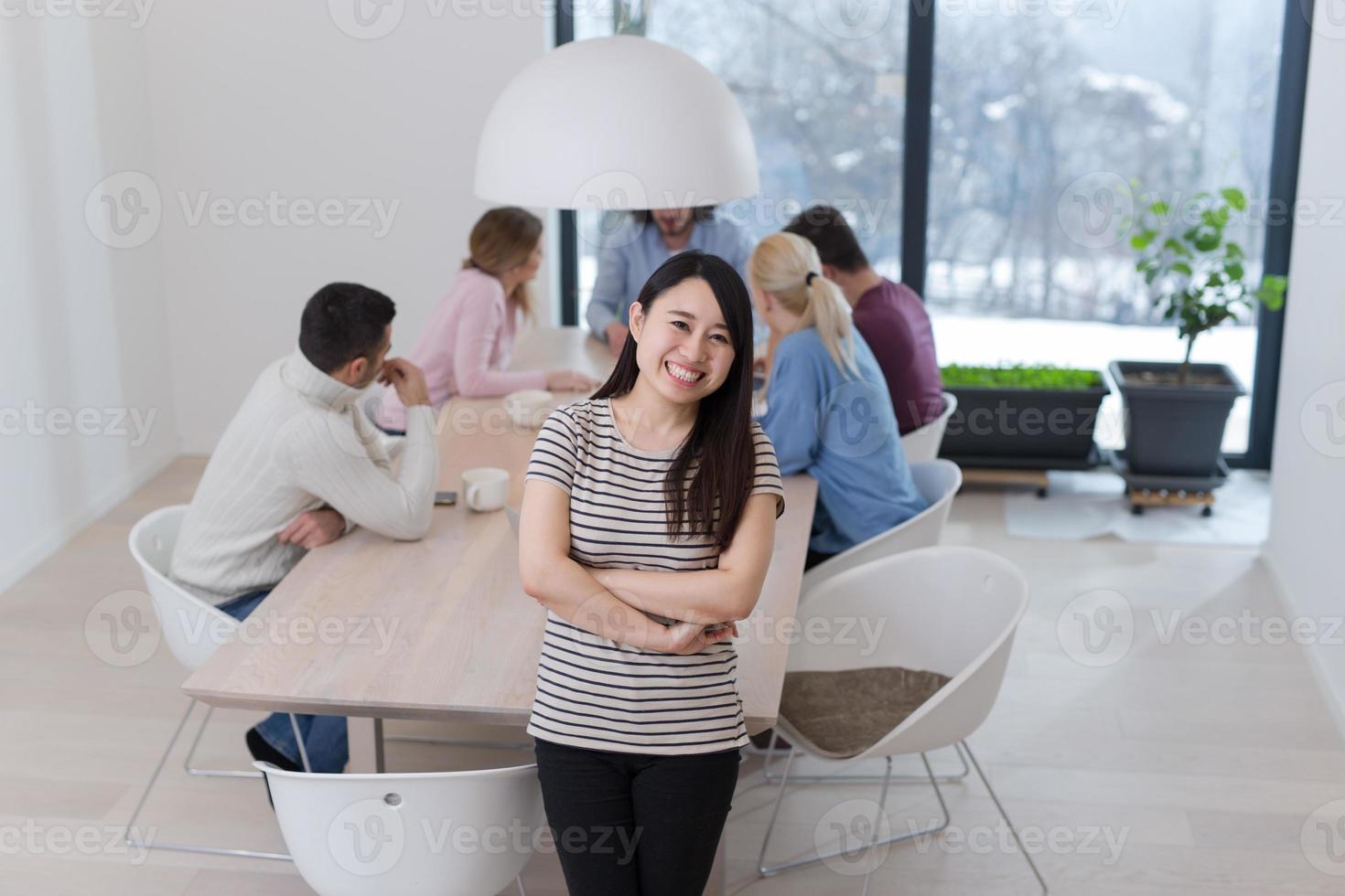 Startup Business Team At A Meeting at modern office building photo