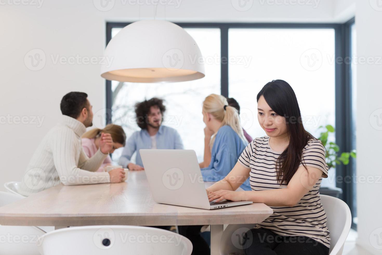 Startup Business Team At A Meeting at modern office building photo