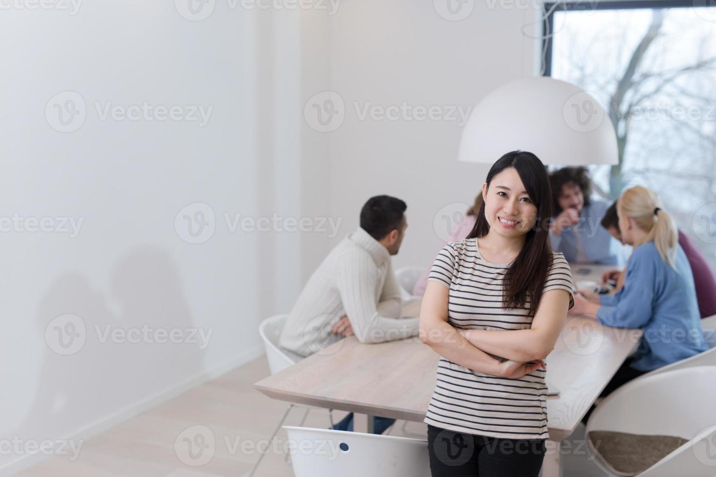Startup Business Team At A Meeting at modern office building photo