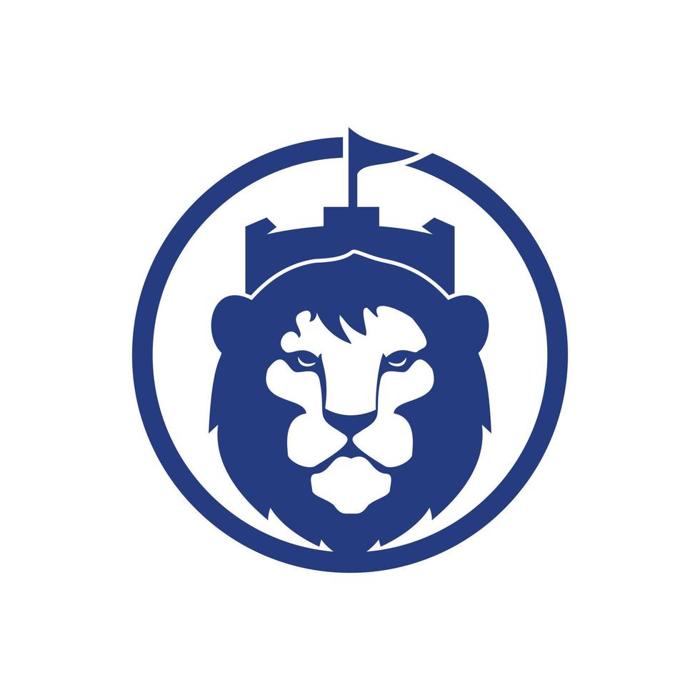 Lion fort vector logo design template.