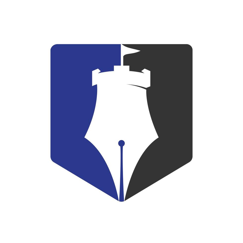 diseño del logotipo del vector de educación de la pluma del castillo.