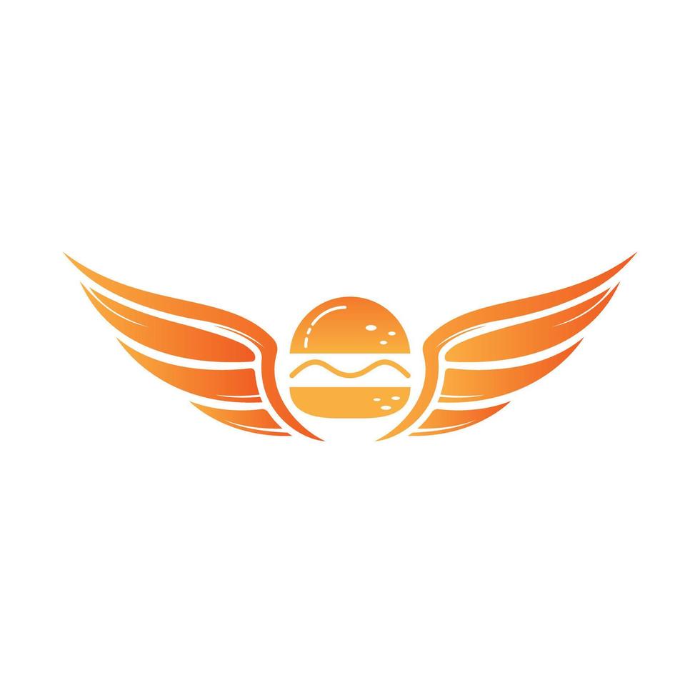 logo de angel burger con diseño de logo de alas. vector