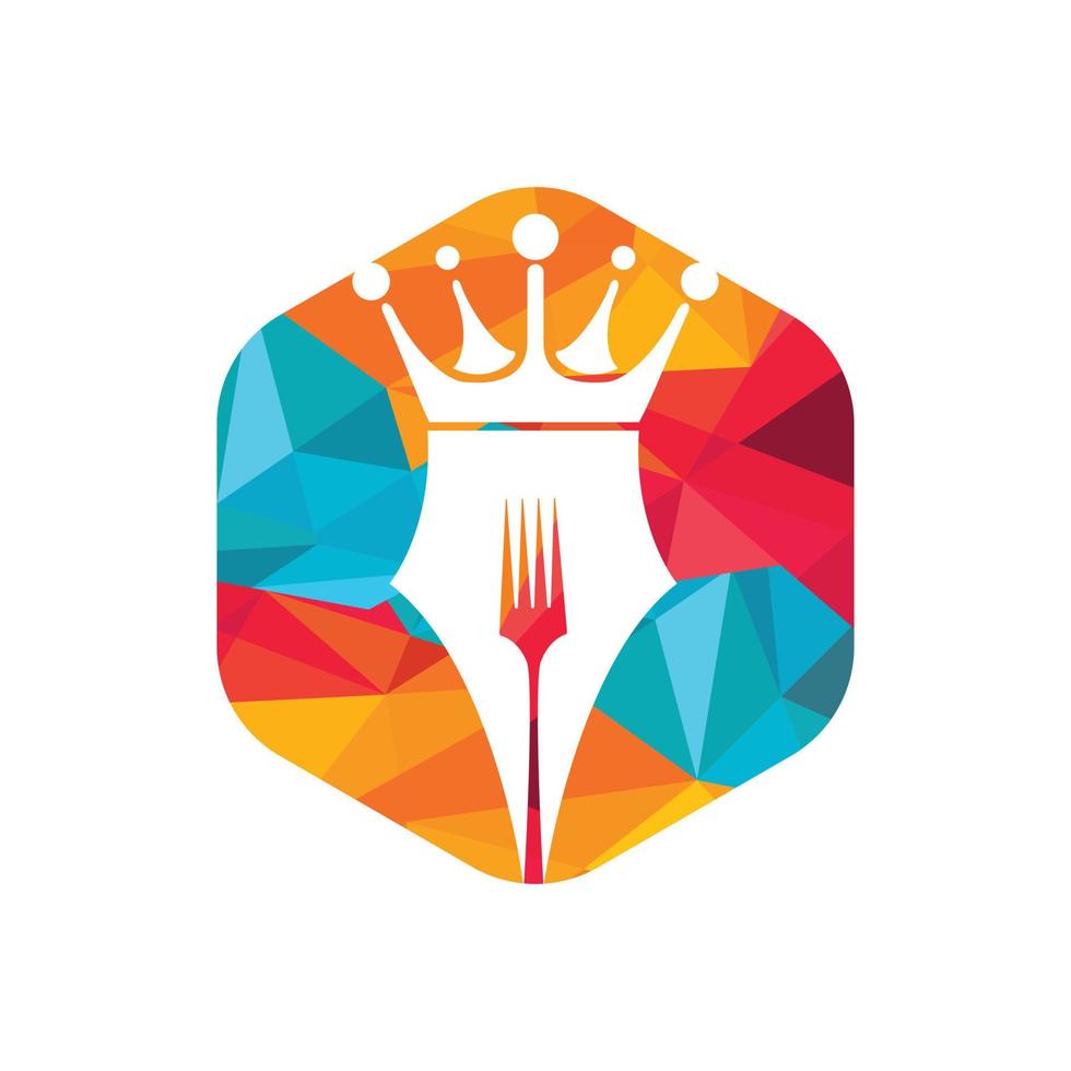 Pen with crown and fork logo vector design.