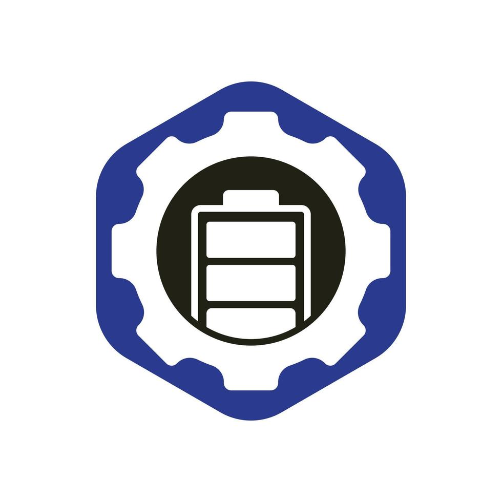Battery with gear vector logo design template.