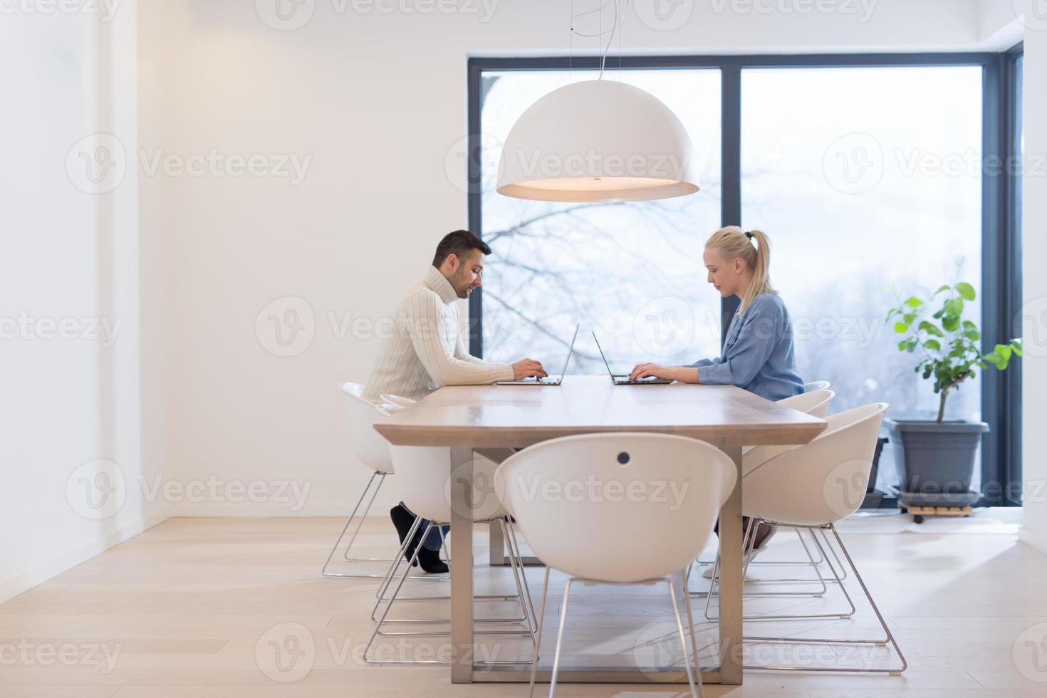 Startup Business Team At A Meeting at modern office building photo