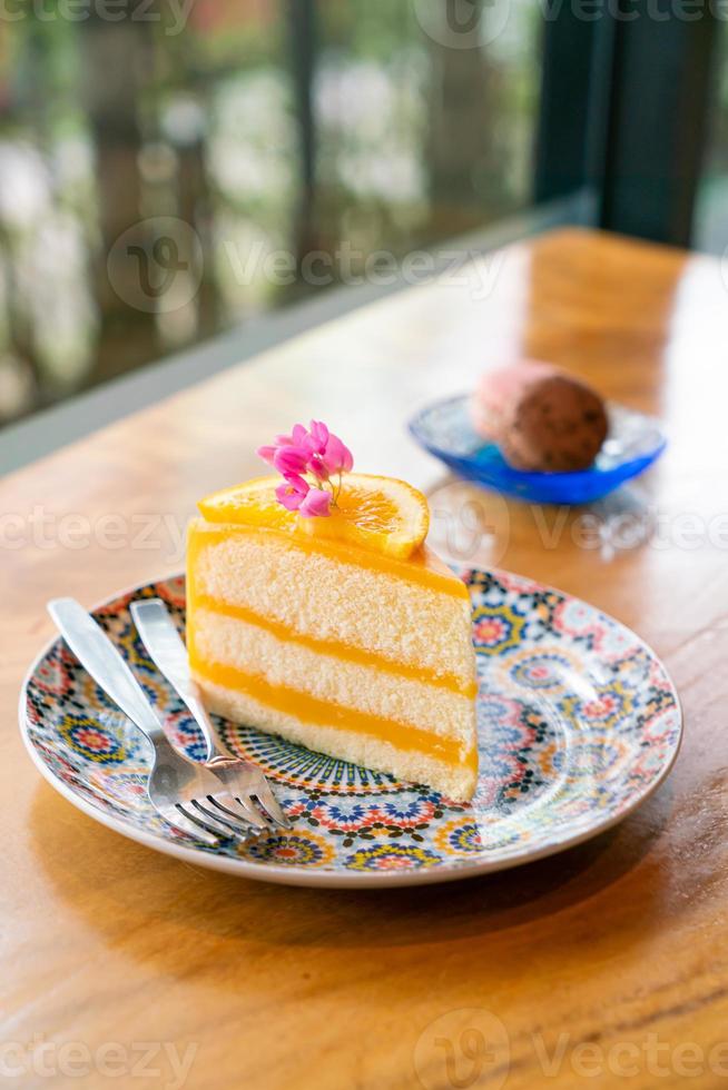 orange cake on beautiful plate photo