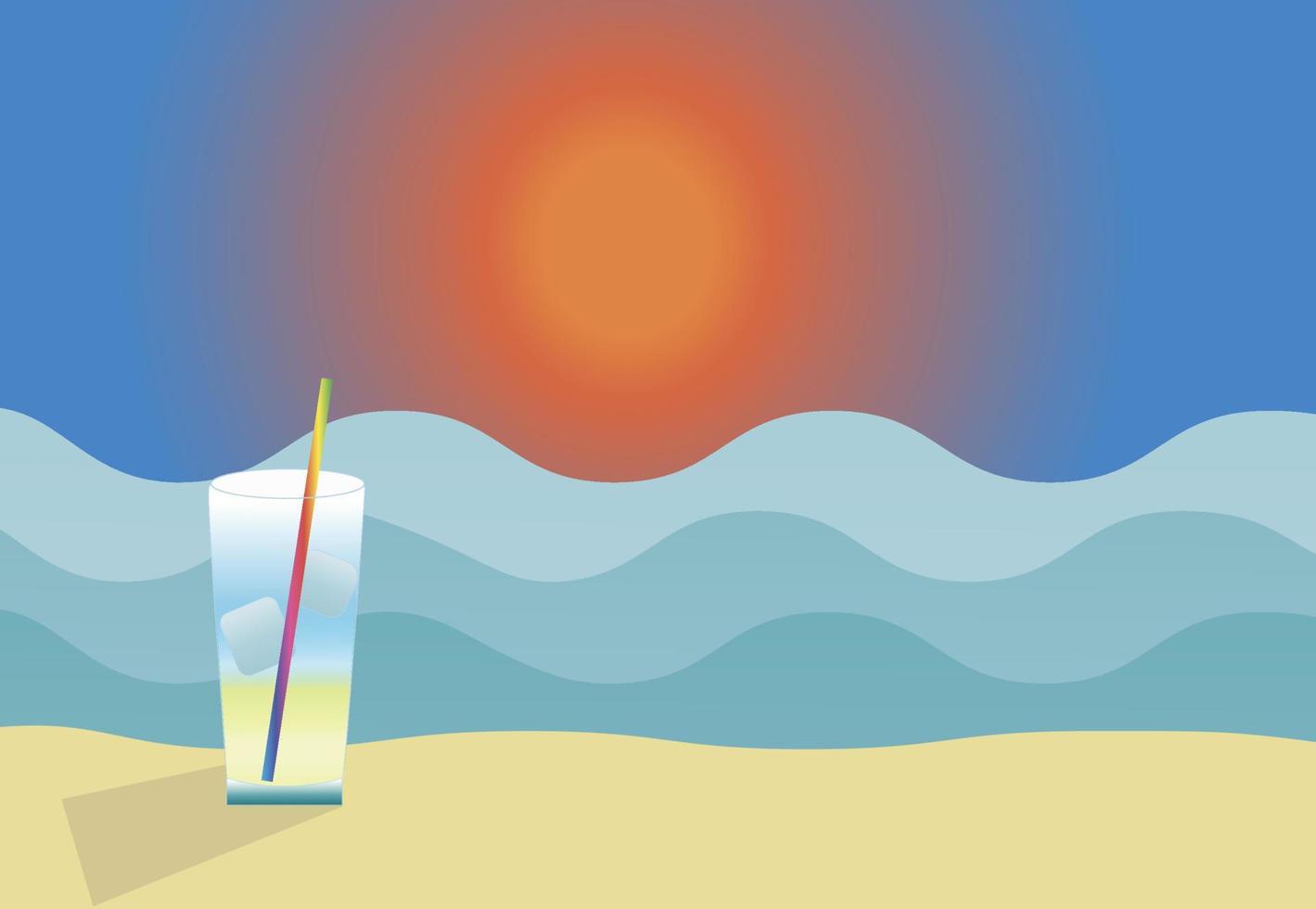 Summer sea background with cocktail. Tourism. Relaxation. vector