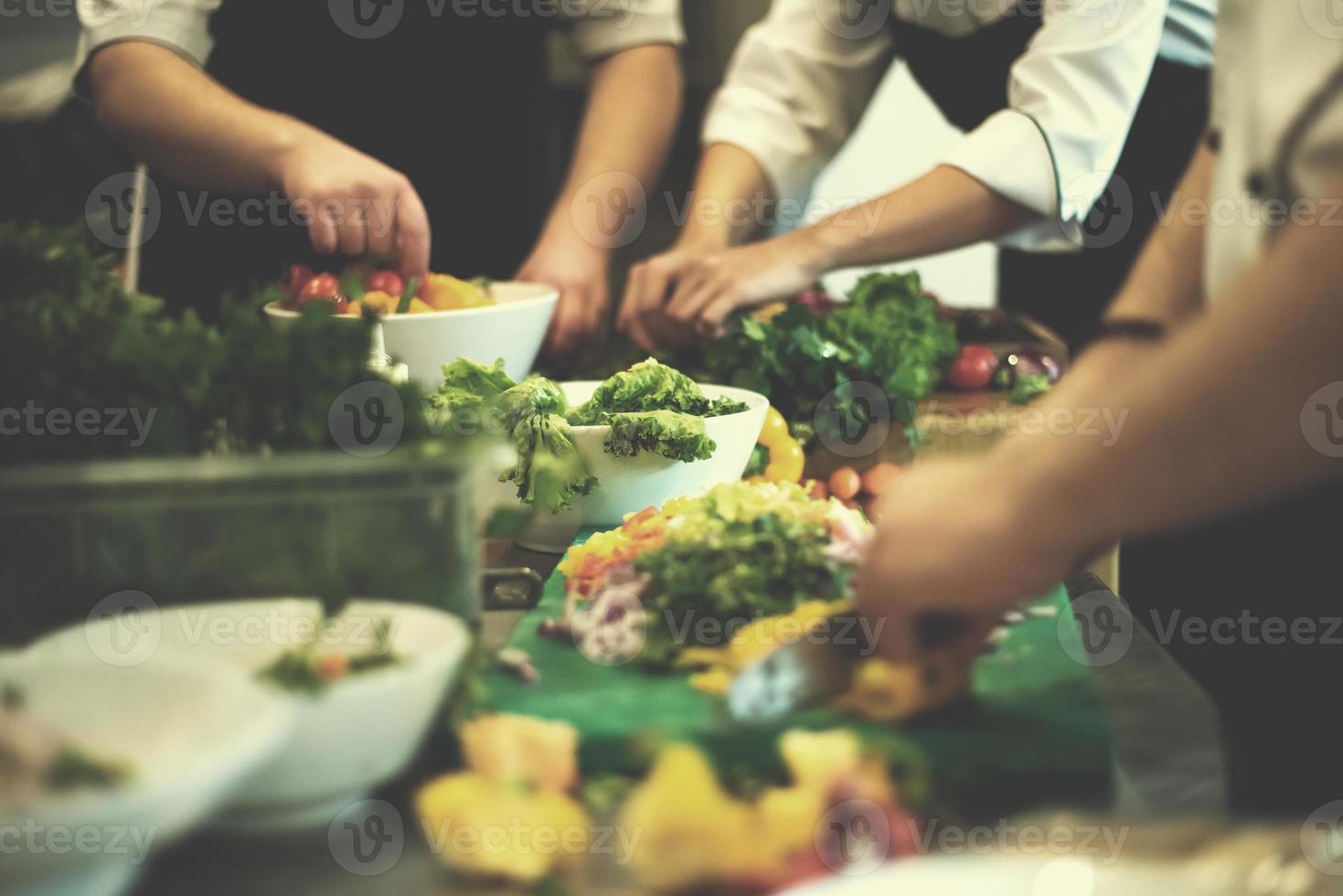 team cooks and chefs preparing meals photo