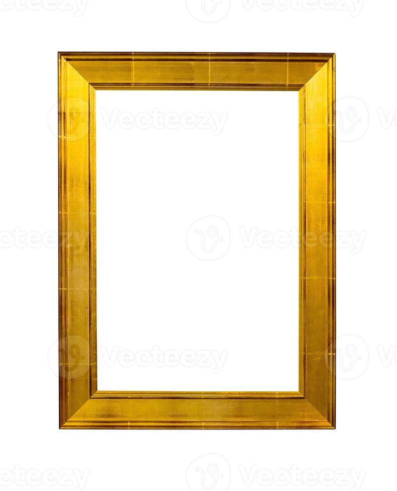 old wide flat golden picture frame isolated photo