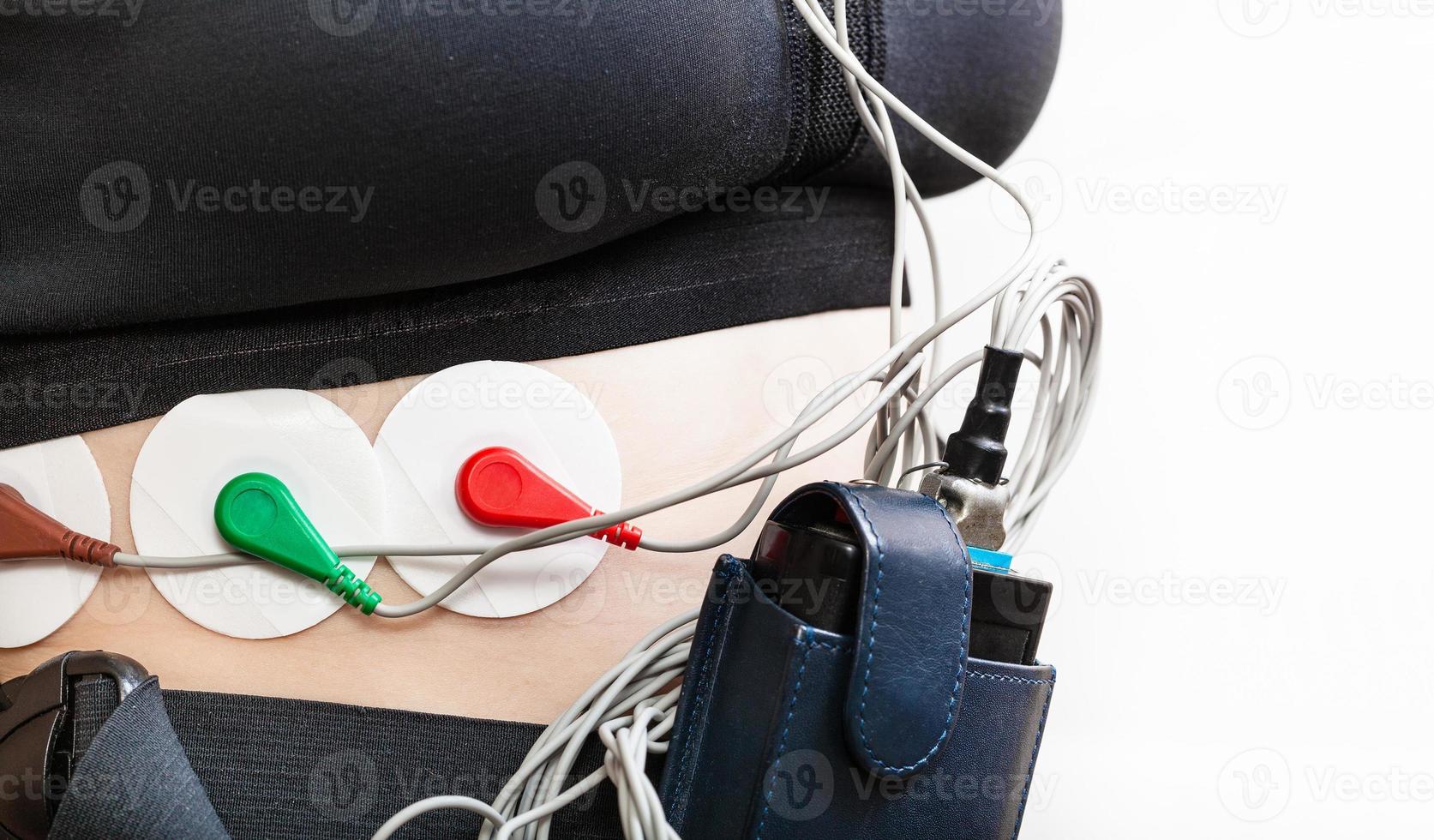 side view of recorder of Holter monitor on torso photo