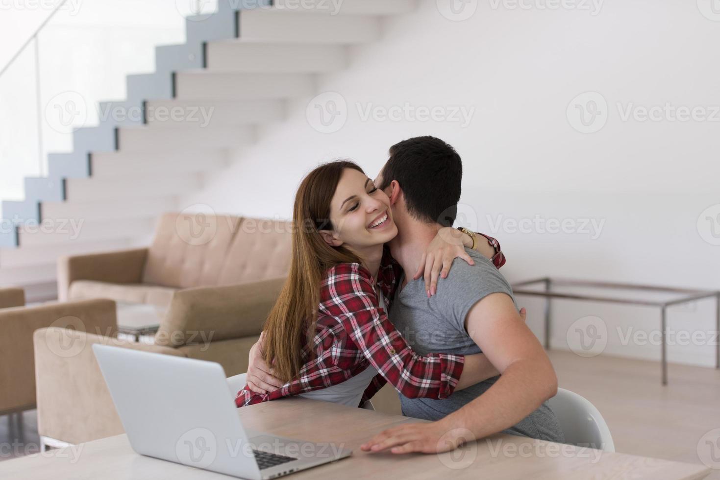 happy young couple buying online photo