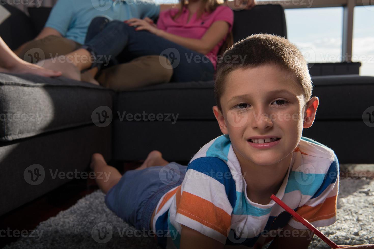young couple spending time with kids photo