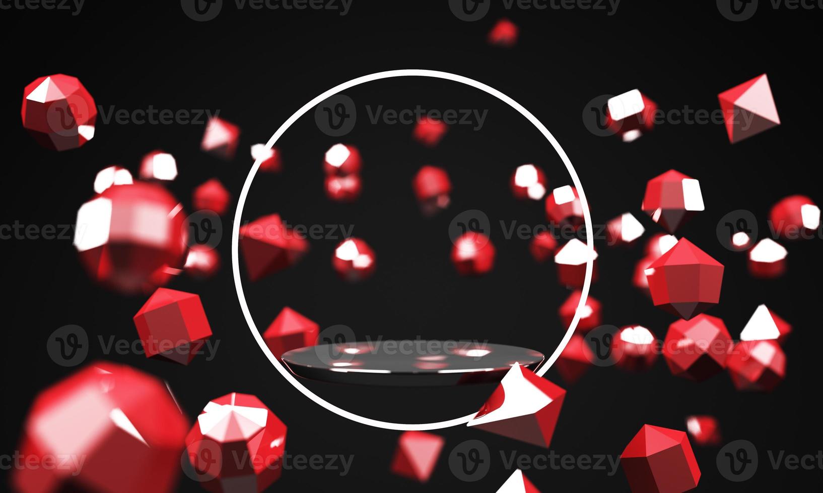 Trendy modern illustration product stand black and red background Abstract wallpaper Geometric shapes 3d rendering Banner Poster backdrop Minimal style photo