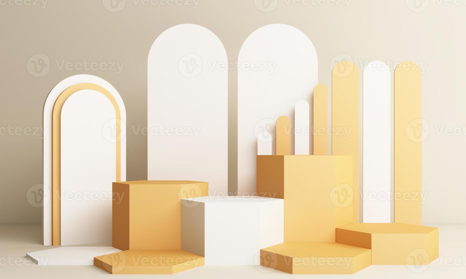 Abstract pink Composition with Podium. Minimal Studio with Round Pedestal and Copy Space , geometric shape pastel, 3d rendering photo
