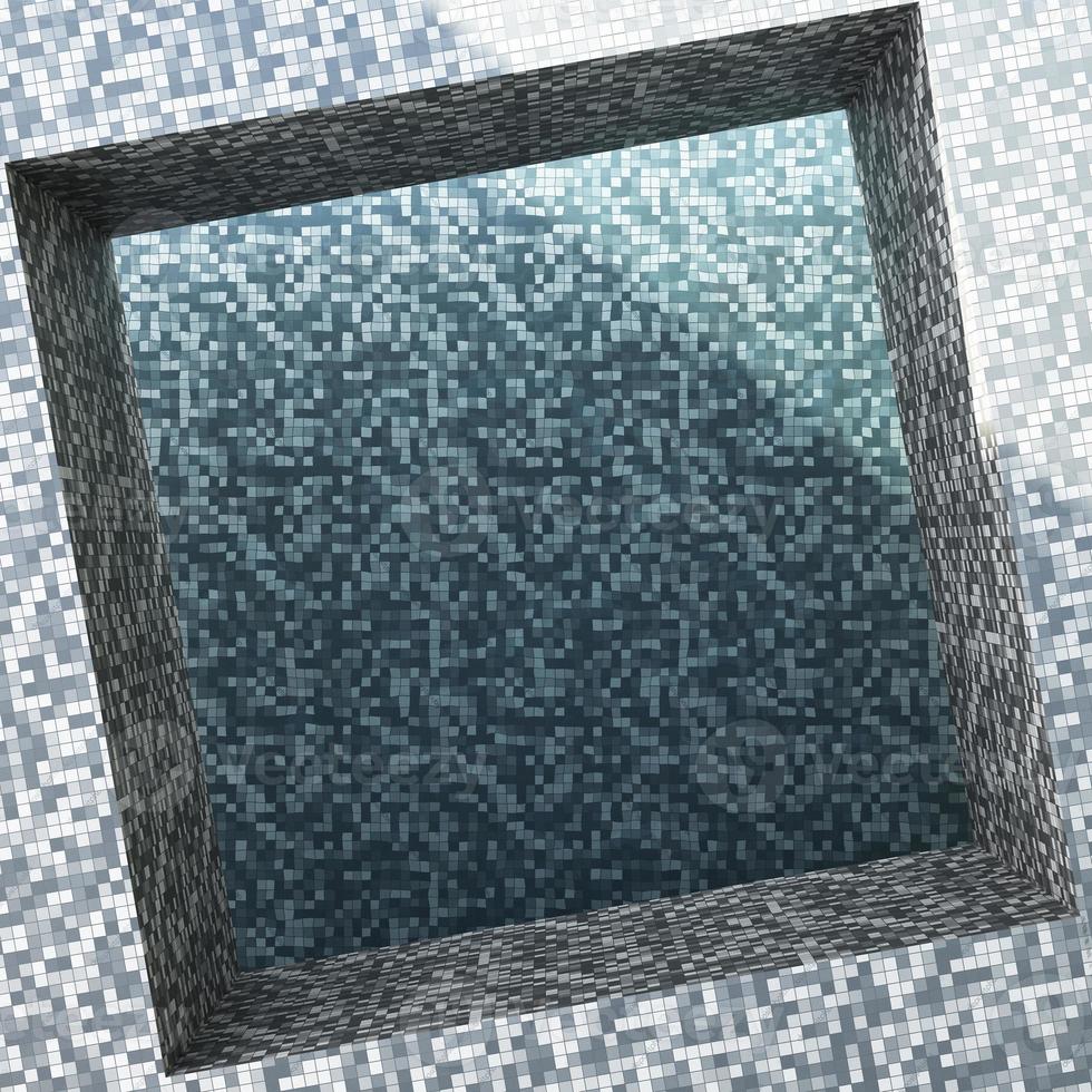 Antique steel square frame with sunlight on background. This empty