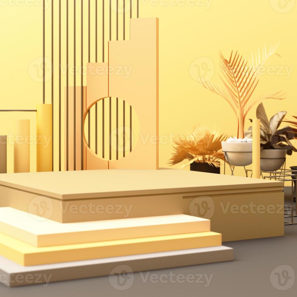 geometric shape memphis style minimal style on pastel color 3d rendering photo