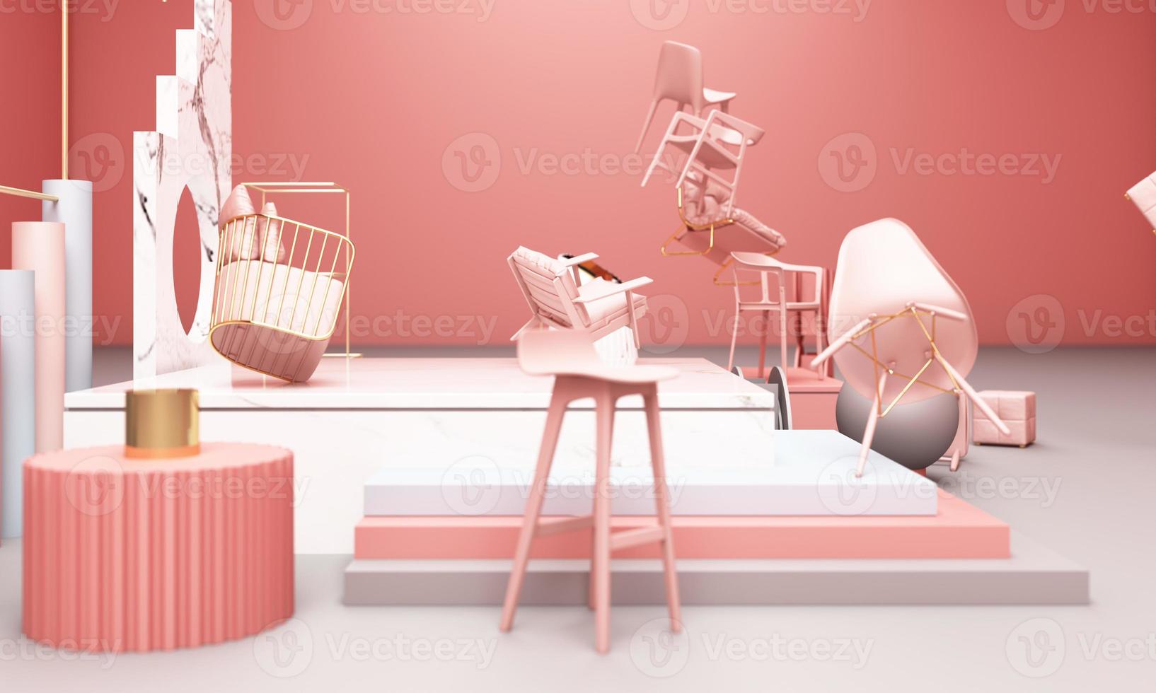 geometric shape memphis style minimal style on pastel color 3d rendering photo