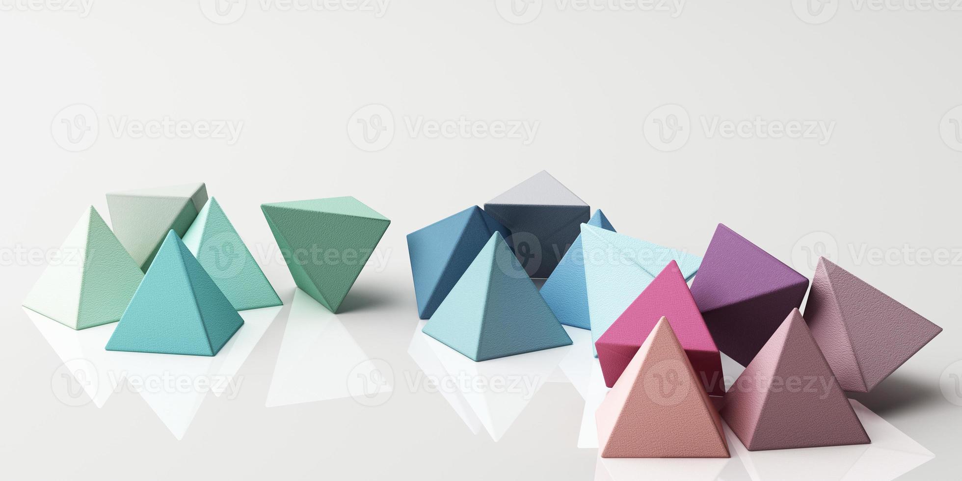 Set of colorful red,purple,pink,grey realistic geometric shape with fabric texture on white background. 3d rendering photo