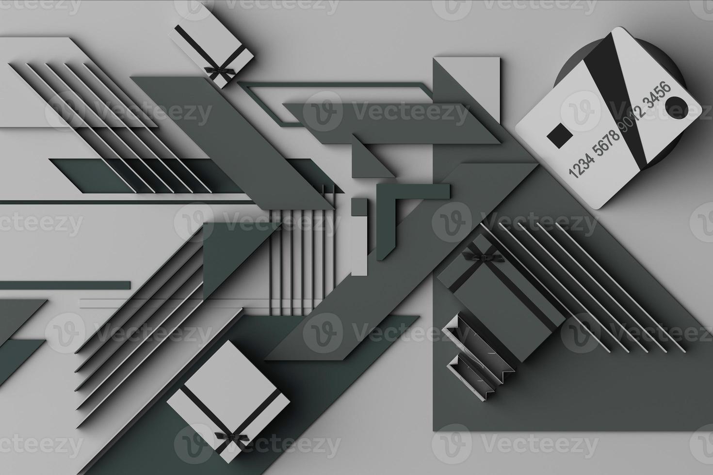 light bulbs concept abstract composition of geometric shapes platforms in blue and orange tone. 3d rendering photo