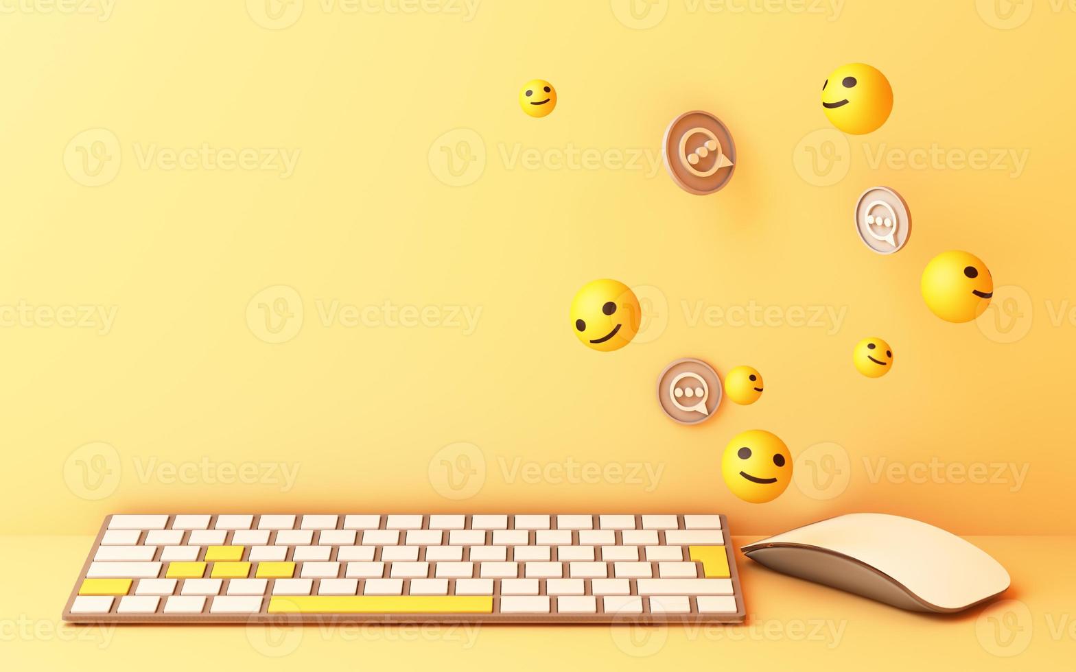 Computer keyboard with sale text on background 3d rendering photo