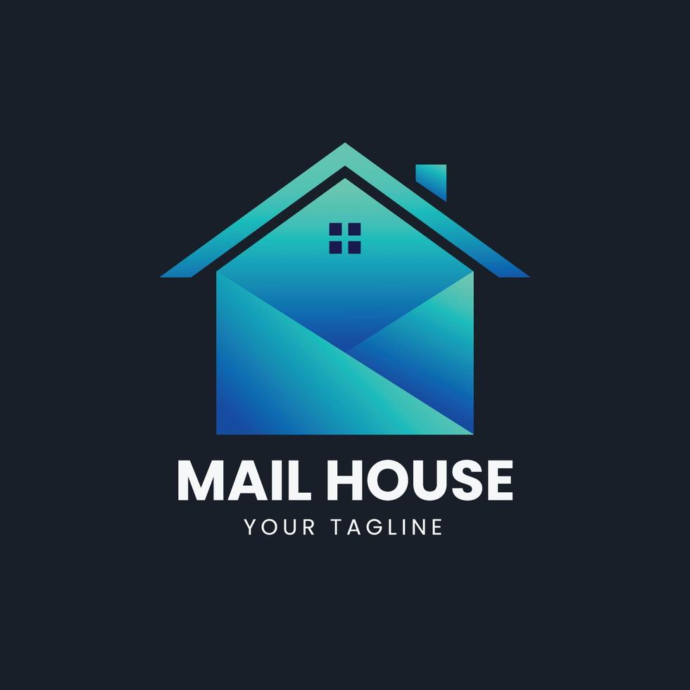correo con diseño de logotipo de casa vector