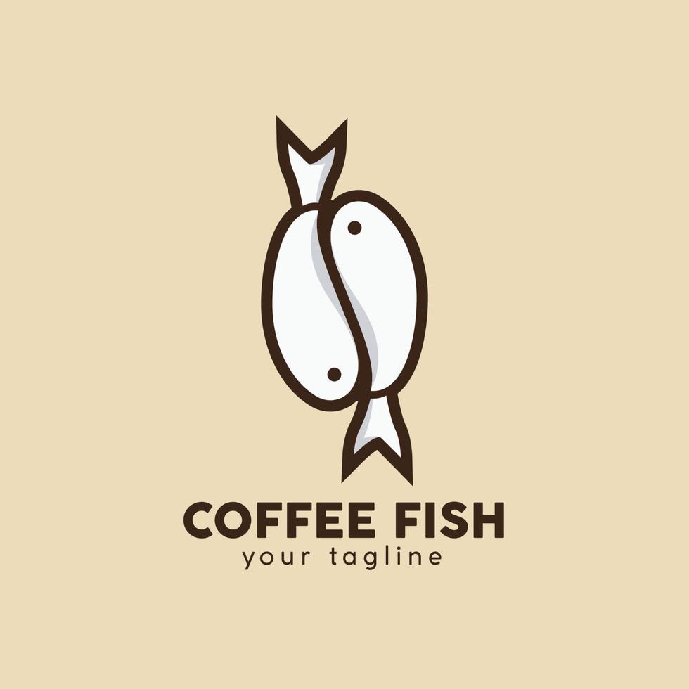 coffee with fish logo design vector