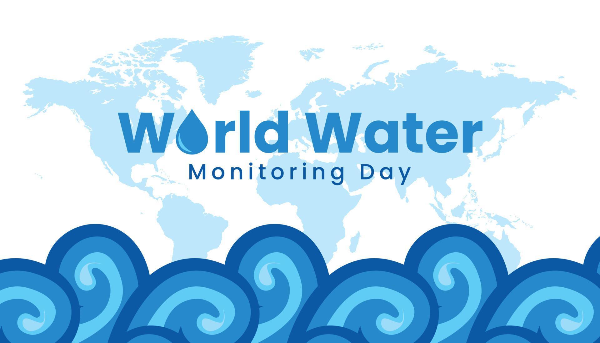 World Water Monitoring Day. Vector illustration with world map on
