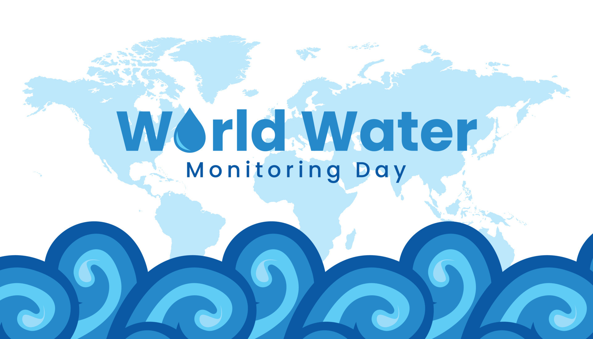 World Water Monitoring Day. Vector illustration with world map on