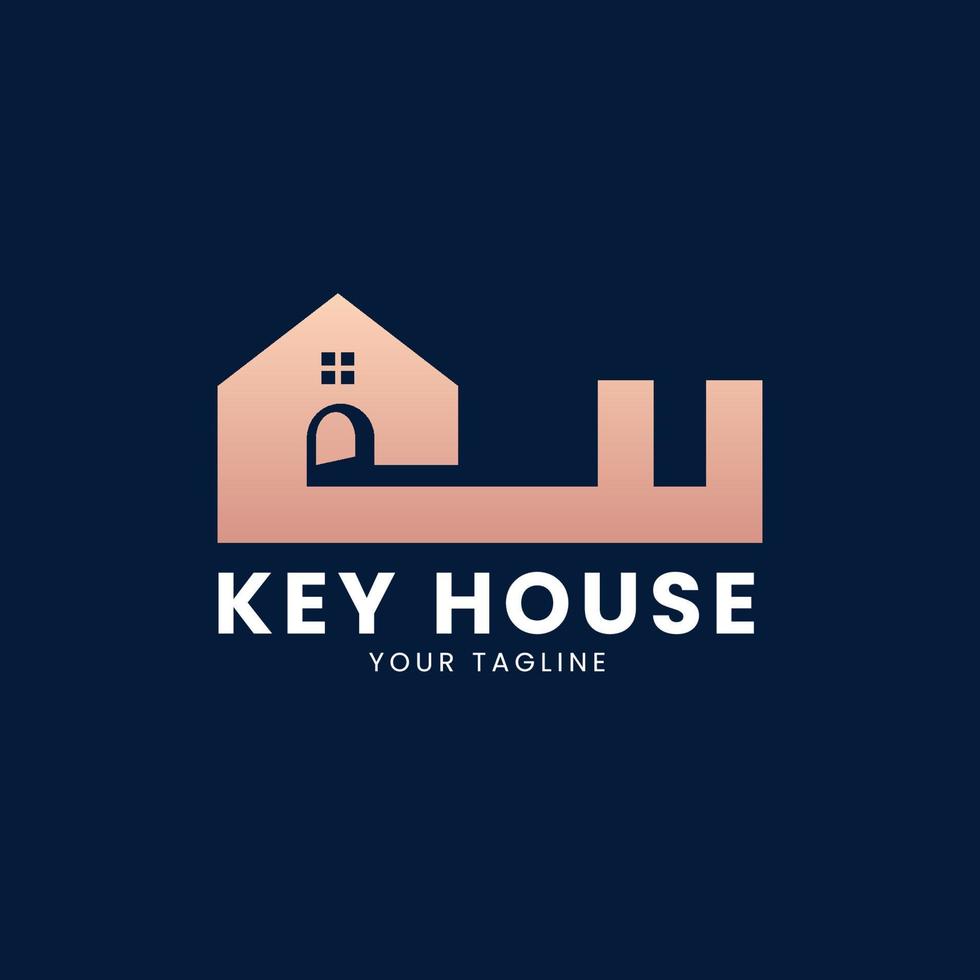 house with key logo design vector