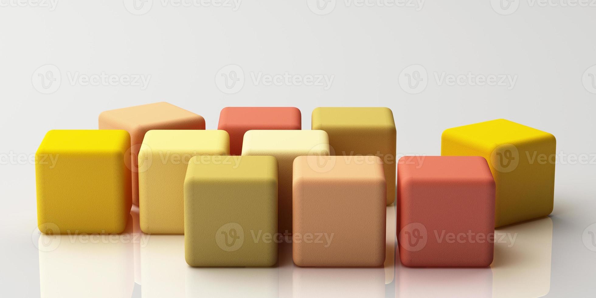 Set of colorful red,purple,pink,grey realistic geometric shape with fabric texture on white background. 3d rendering photo