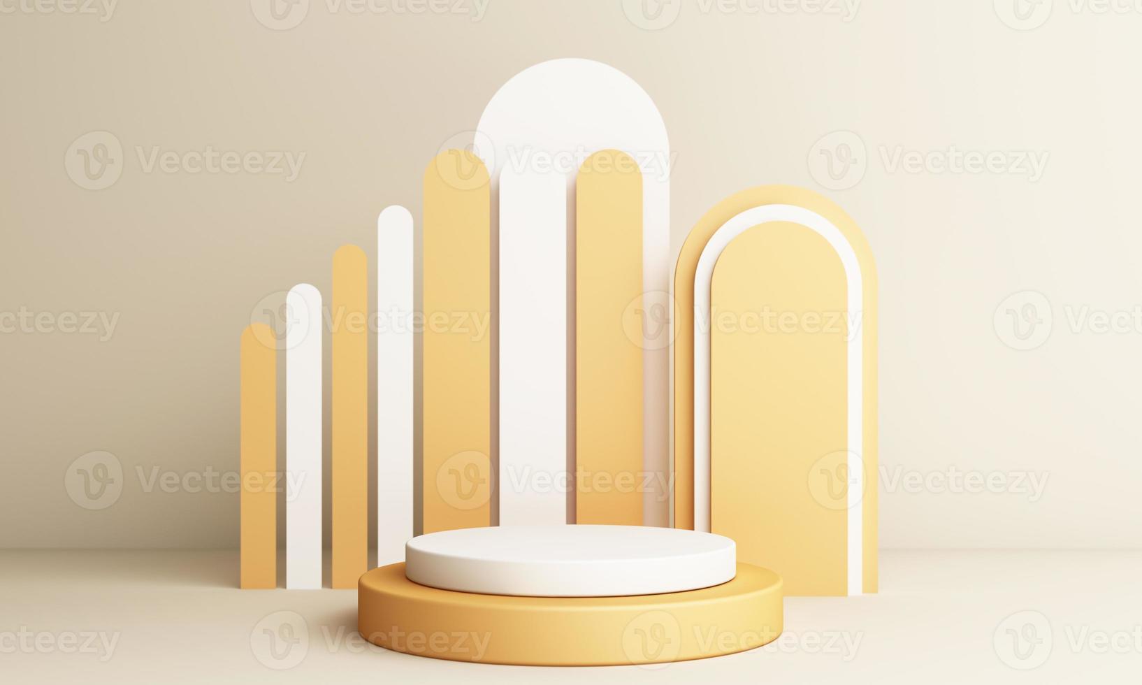 Abstract pink Composition with Podium. Minimal Studio with Round Pedestal and Copy Space , geometric shape pastel, 3d rendering photo