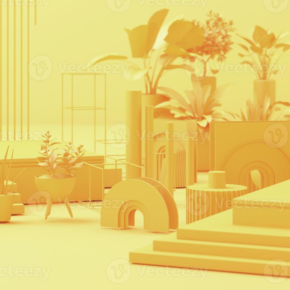 geometric shape memphis style minimal style on pastel color 3d rendering photo