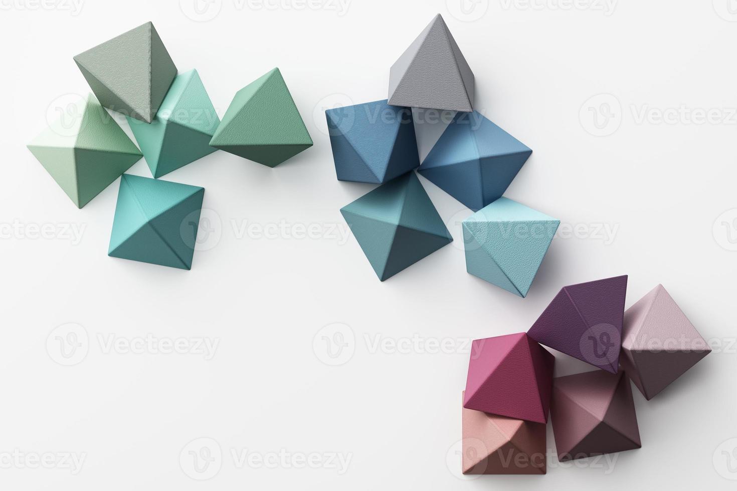 Set of colorful red,purple,pink,grey realistic geometric shape with fabric texture on white background. 3d rendering photo
