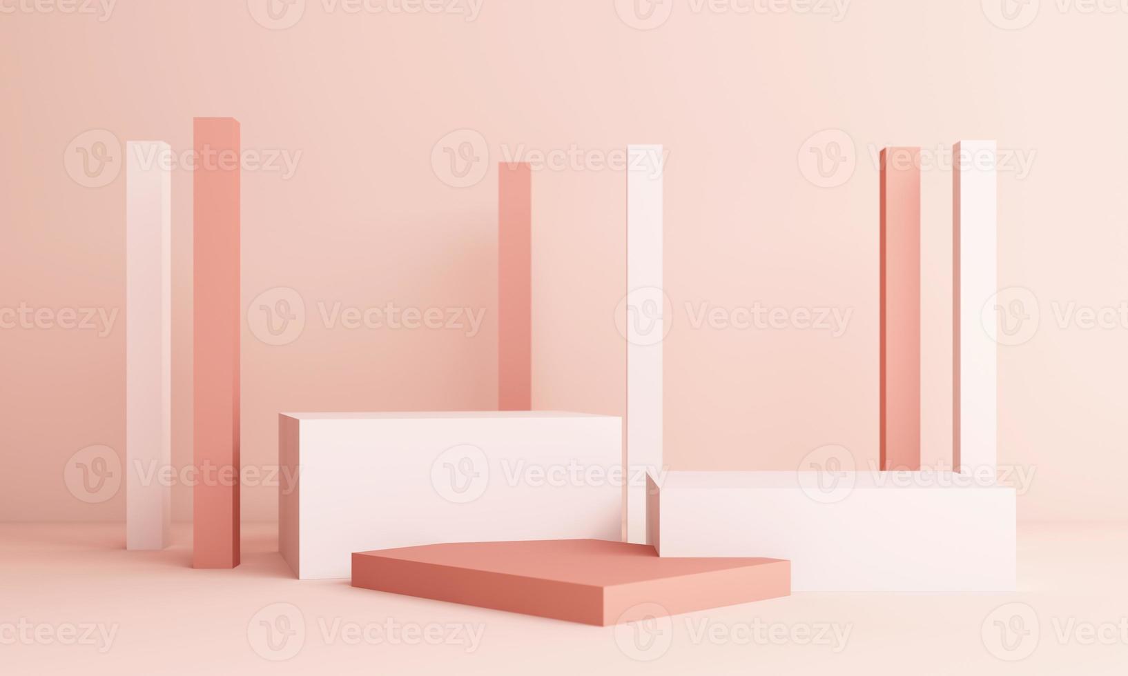 Abstract Composition with Podium. Minimal Studio with Round Pedestal and Copy Space , geometric shape pastel, 3d rendering photo