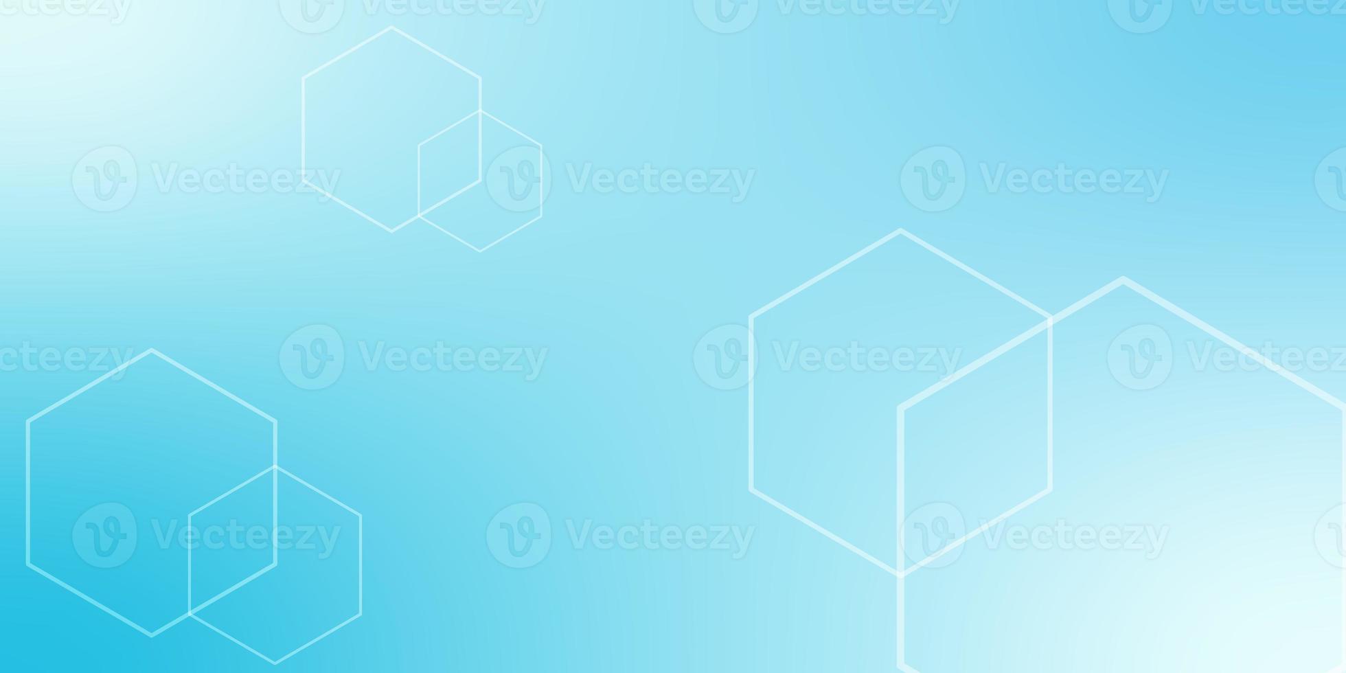 Abstract gradient blue background and white line of hexagon illustration photo