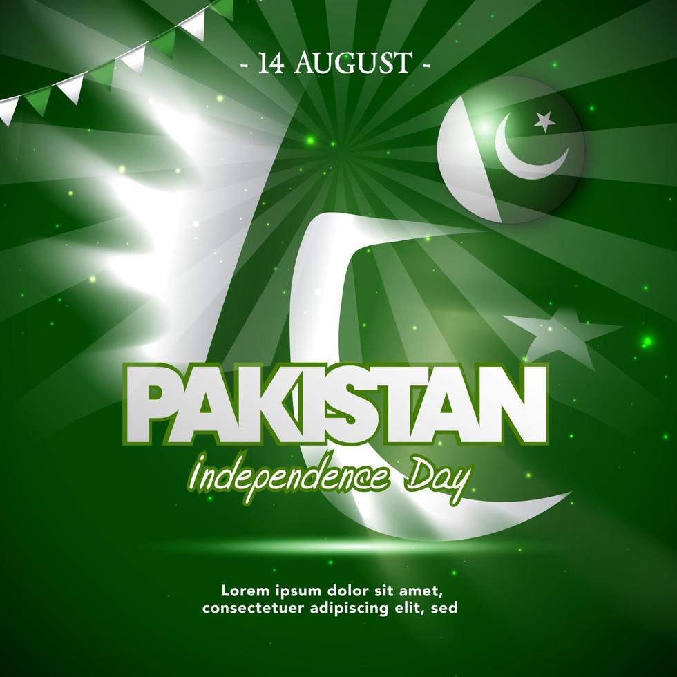 14 de agosto del día de la independencia de pakistán. diseño de plantilla de banner y póster. vector