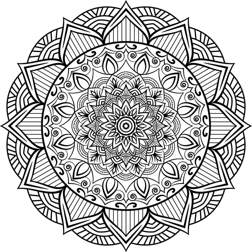 Decorative Mandala design line art, traditional Diwali Rangoli art for PowerPoint presentation. vector