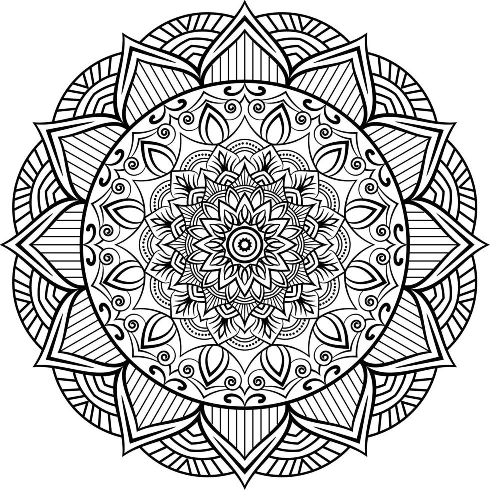 Decorative Mandala design line art, traditional Diwali Rangoli art for PowerPoint presentation. vector