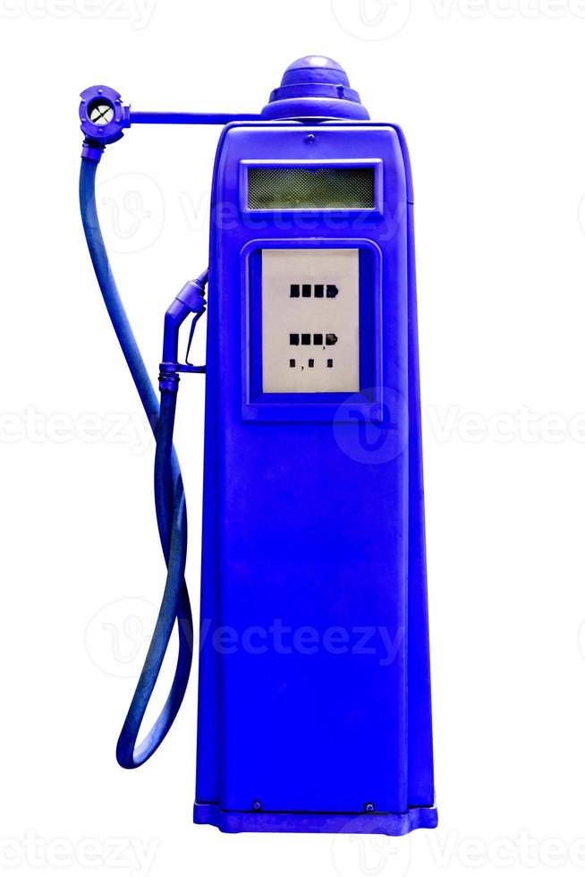 retro blue petrol gasoline pump isolated in white background,clipping path photo