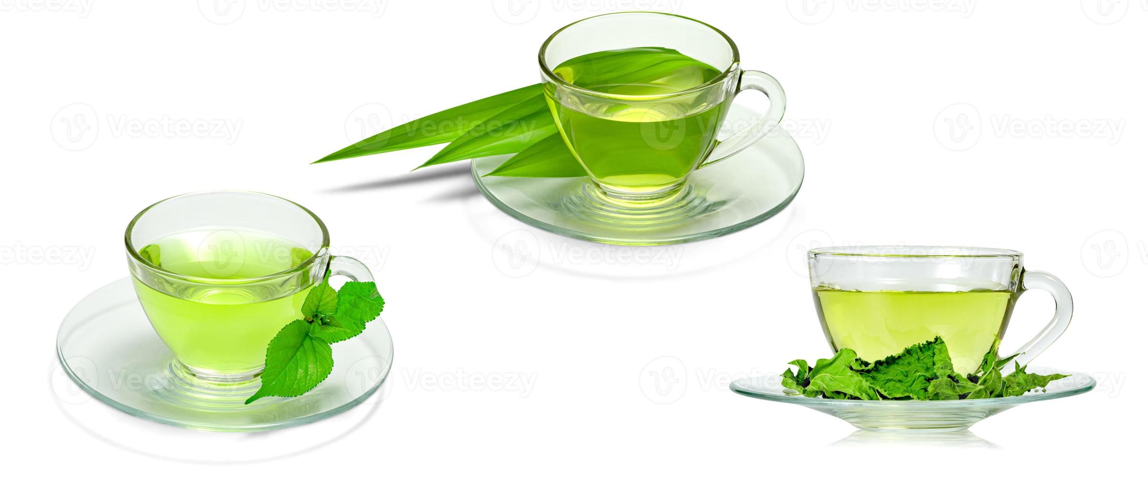 collection Transparent cup of tea isolated on white background photo