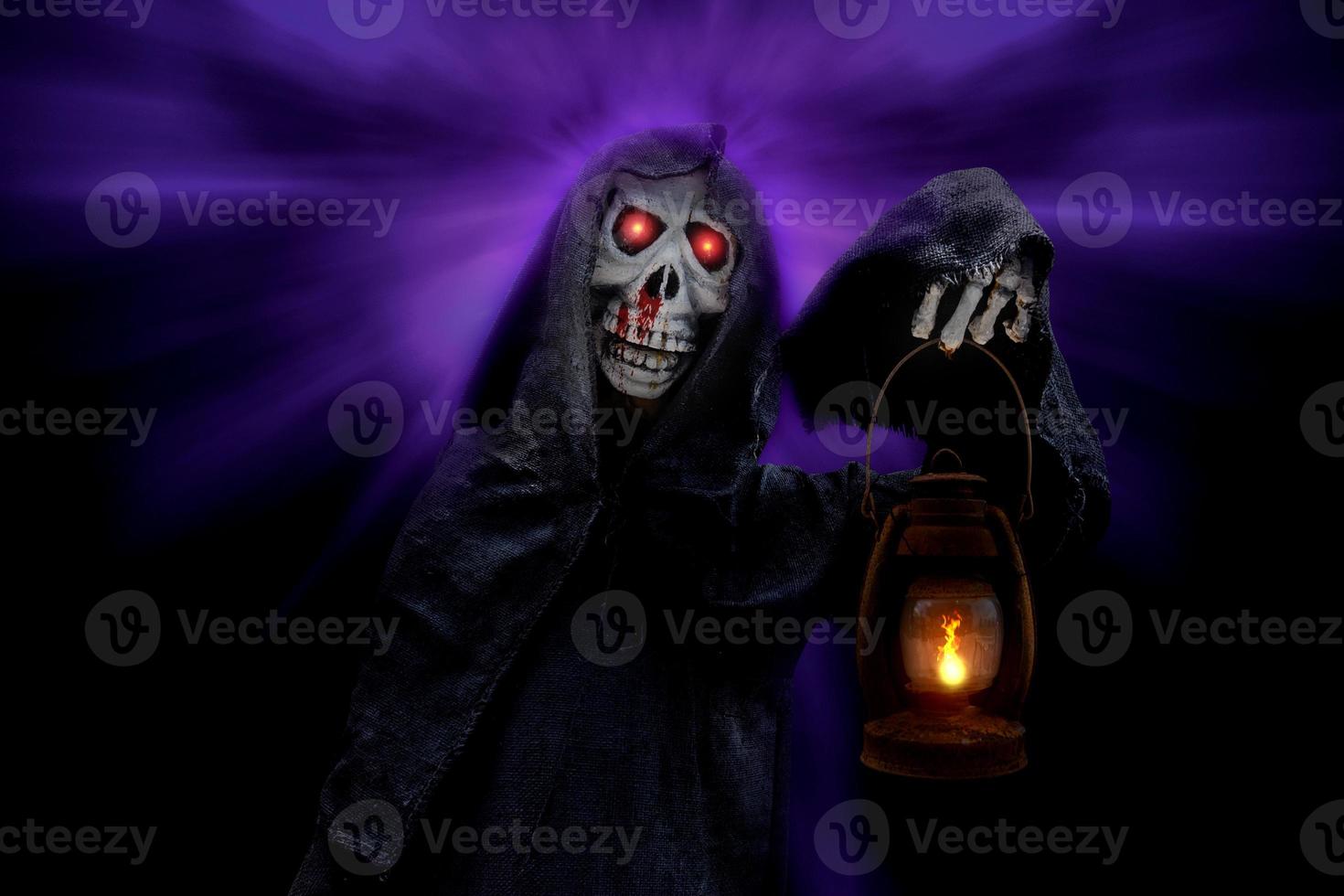 Grim Reaper in black shadows,Halloween day,Ghost puppet photo