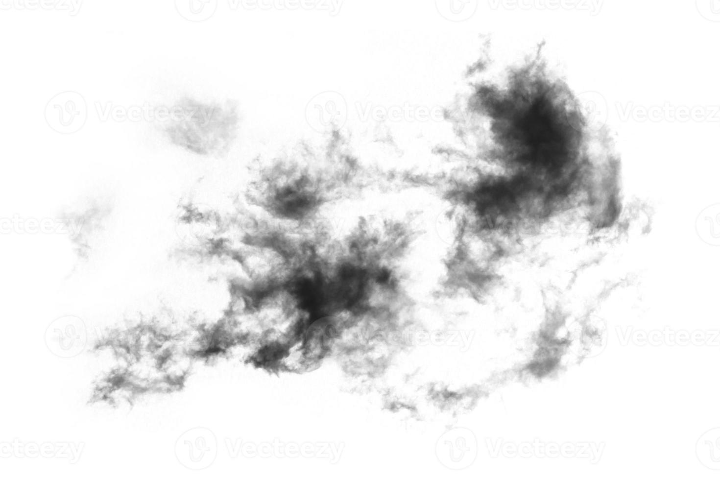 Humo texturizado,negro abstracto,aislado sobre fondo blanco. foto