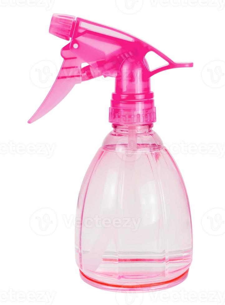 Botella de spray de plástico rosa aislado sobre fondo blanco,trazado de recorte foto