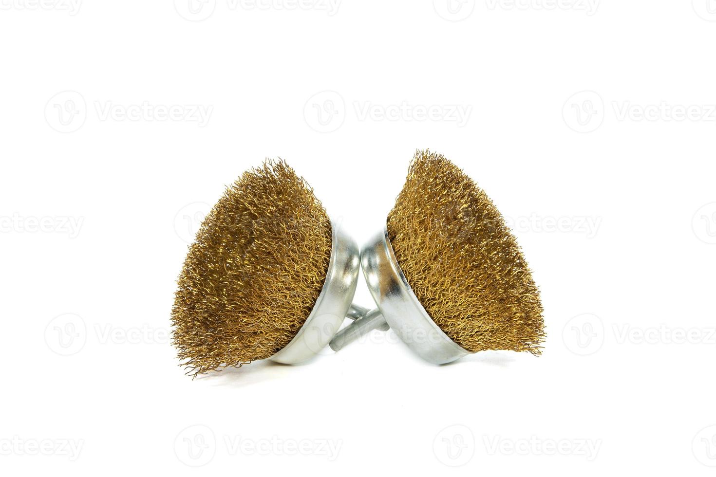 Wire brush for cleaning on white background. photo