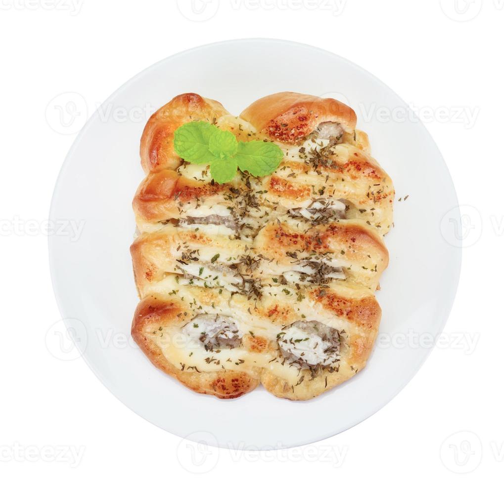 italian fresh sausage bun isolated on white background,clipping path photo