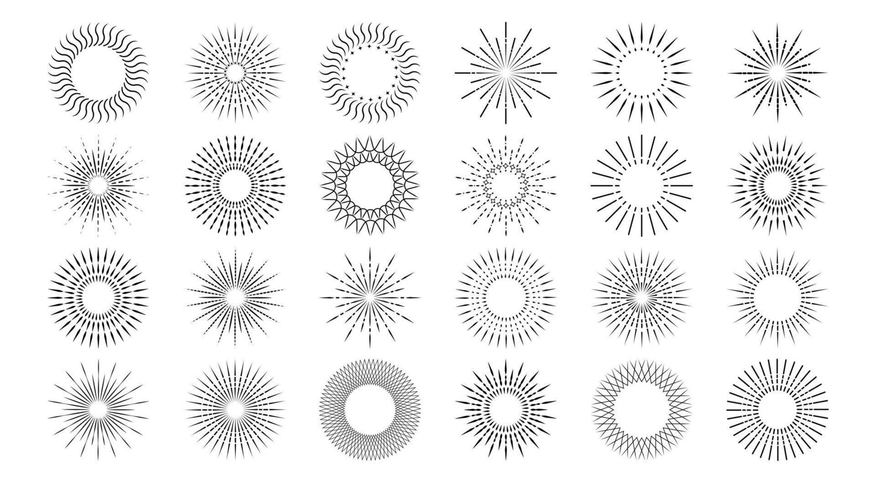 Set of light rays, sunburst. Vector illustration